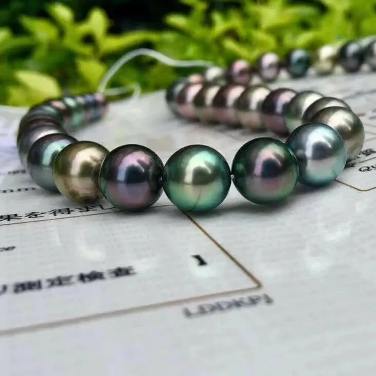 黒蝶クイーン | 8.0-11.0 mm Tahitian South Sea Multicolor Pearl Necklace | PSL Certificate