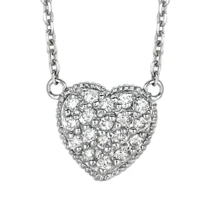 0.25 Carat Natural Diamond Heart Cluster Necklace 14K White Gold G SI 18'' chain