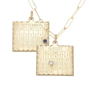 10K Gold "1960s Calendar" Double Sided Customizable Pendant