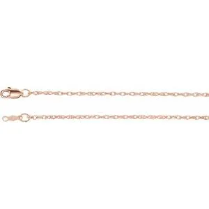 10K Rose 1.5 mm Solid Rope 16" Chain with Lobster Clasp