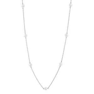 10K White Gold (6-6.5mm) Freshwater Pearl Station Necklace