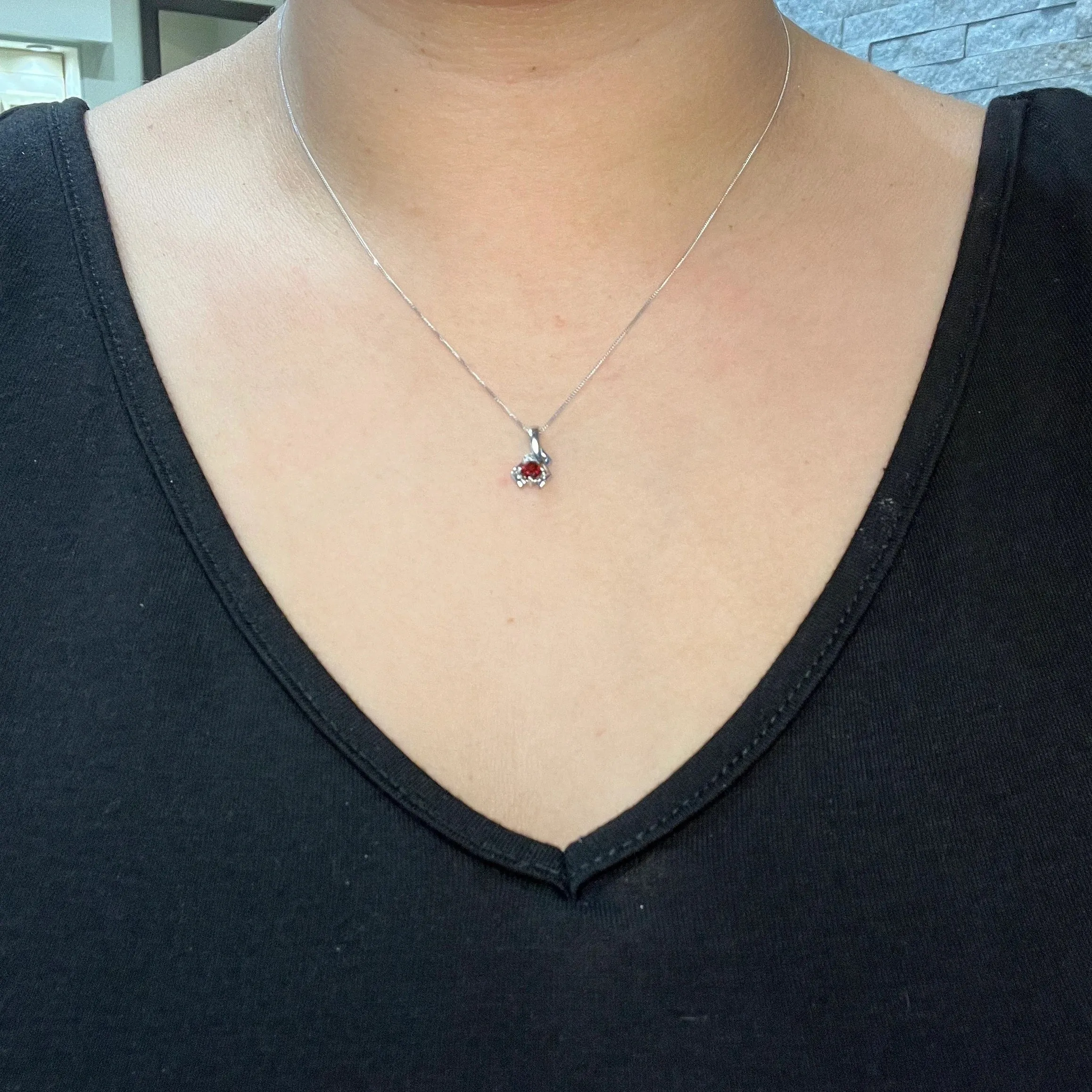 10K White Gold (February) Birthstone Amethyst and Diamond Pendant