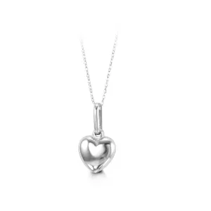 10K White Gold Puffed Heart Baby Necklace