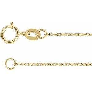 10K Yellow 1 mm Solid Rope 20" Chain