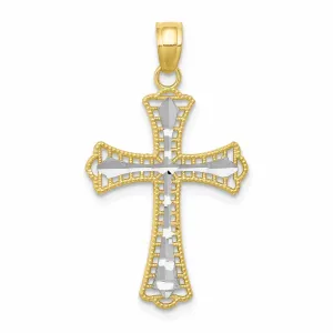 10k Yellow Gold With Rhodium Cross Pendant