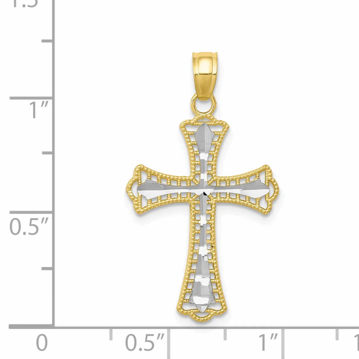 10k Yellow Gold With Rhodium Cross Pendant