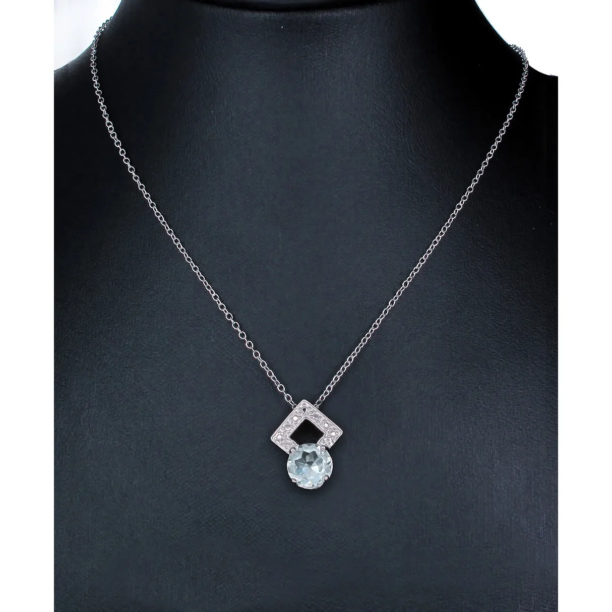 1.20 cttw Pendant Necklace, Green Amethyst Pendant Necklace for Women in .925 Sterling Silver with Rhodium, 18 Inch Chain, Prong Setting