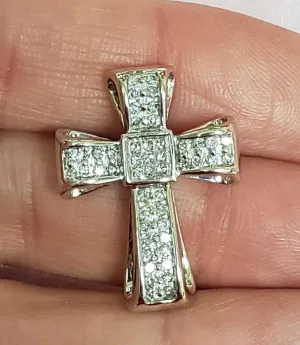 1/2ct Princess and Round Diamond Cross Pendant in 14k White Gold