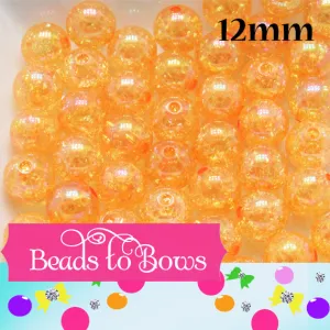 12mm AB Orange Crackle Bubblegum Beads, Gumball Beads, Chunky Necklace Beads, Bubblegum Beads, Chunky Bead Supply, Crackle Beads