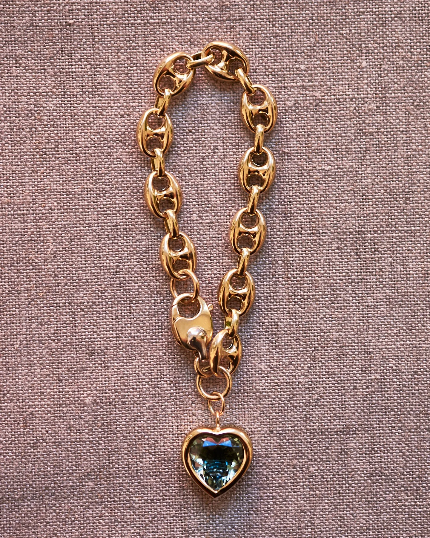 12mm Bezel Green Amethyst Heart Bracelet