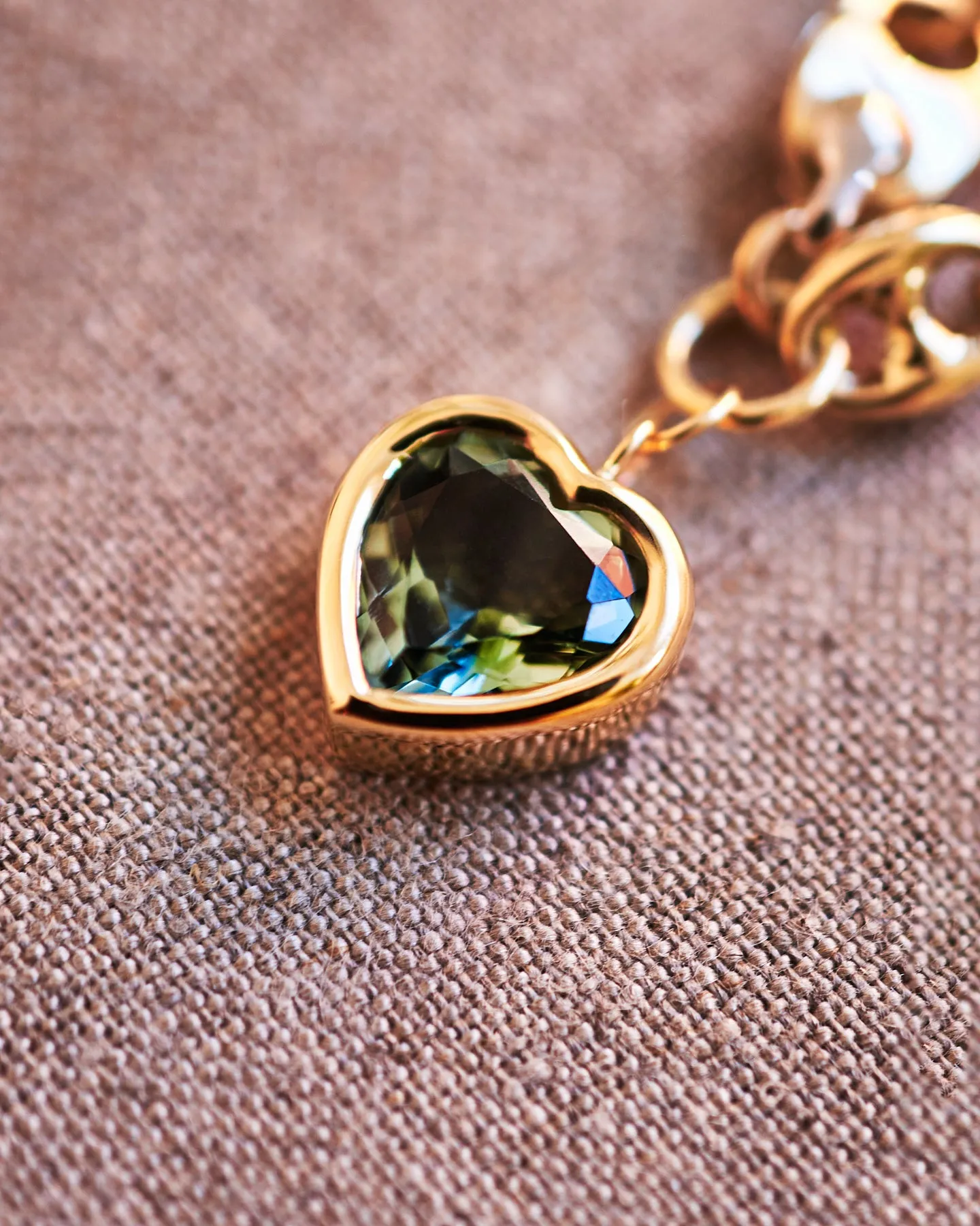 12mm Bezel Green Amethyst Heart Bracelet