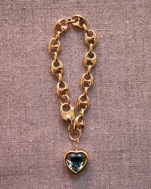 12mm Bezel Green Amethyst Heart Bracelet