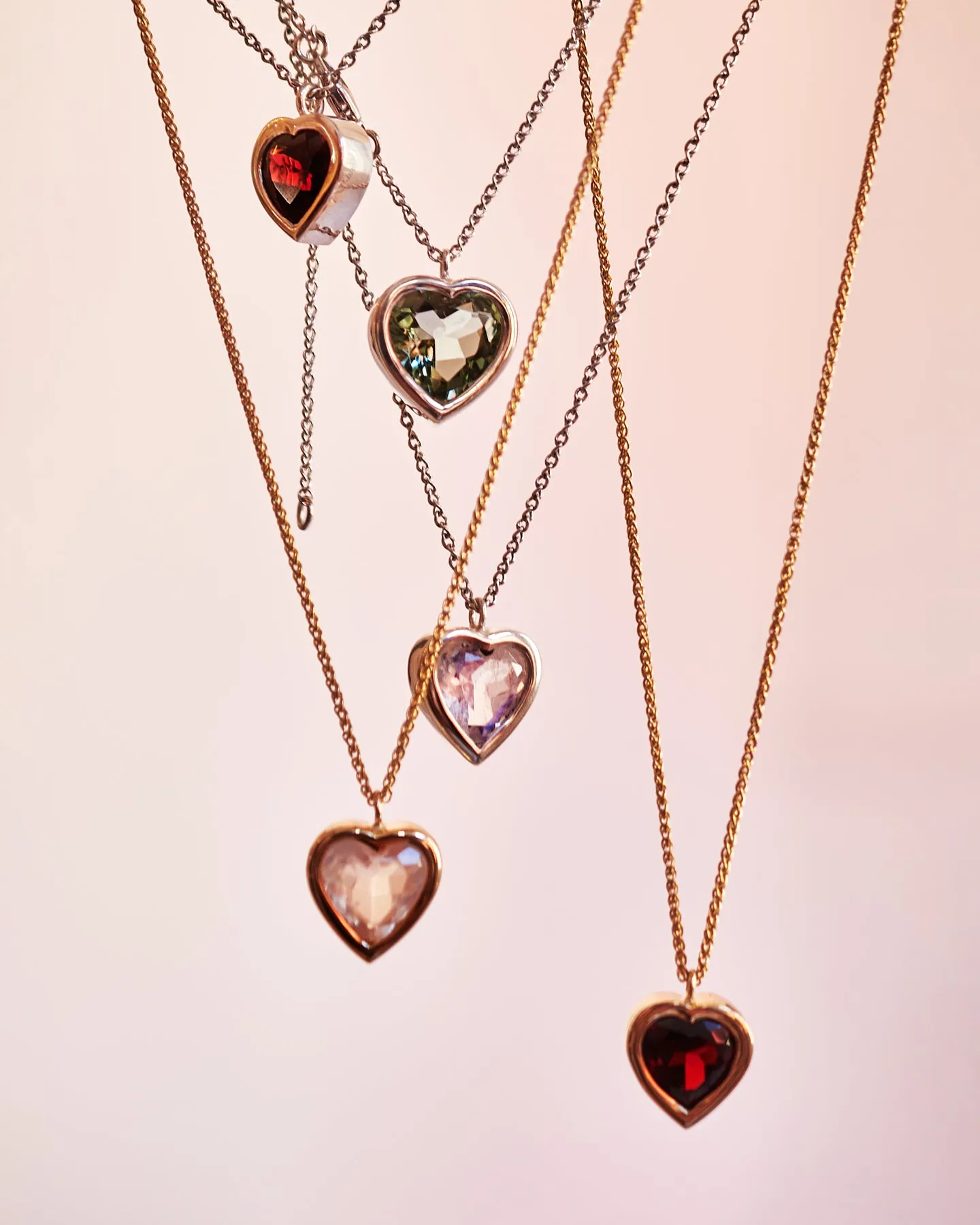 12mm Bezel Moonstone Heart Necklace