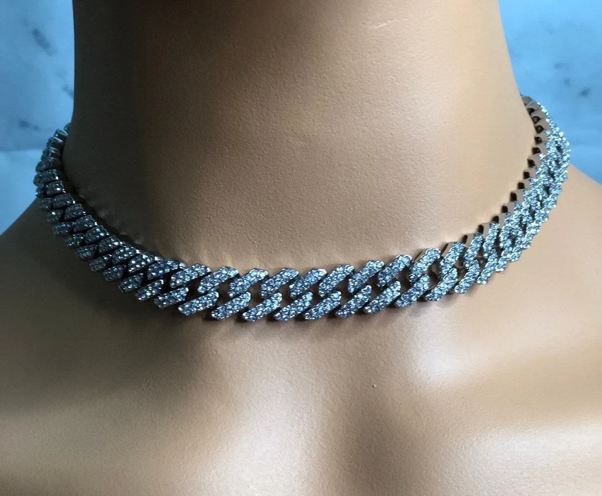 12mm s link Gold cuban chain necklace, blinged iced cuban necklace , Micro Paved 12mm S-Link Miami Cuban Necklaces Hiphop Men and women Iced necklace