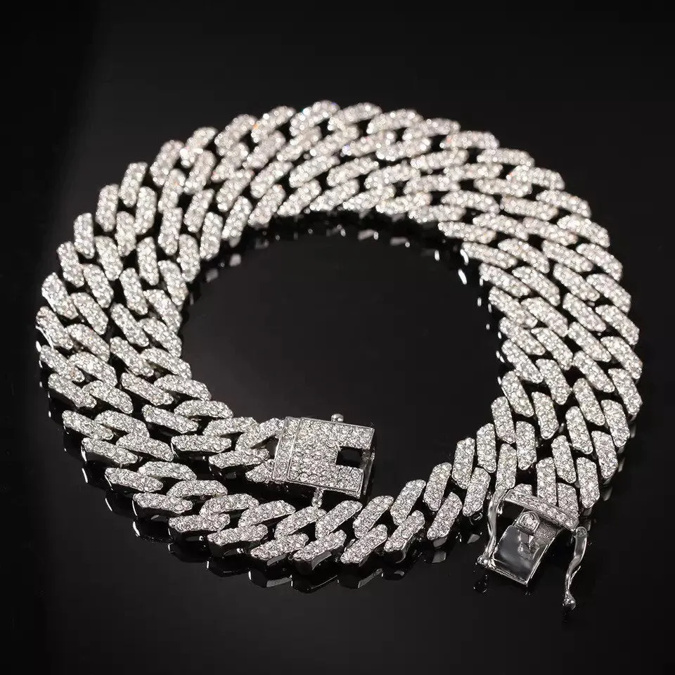 12mm s link Gold cuban chain necklace, blinged iced cuban necklace , Micro Paved 12mm S-Link Miami Cuban Necklaces Hiphop Men and women Iced necklace
