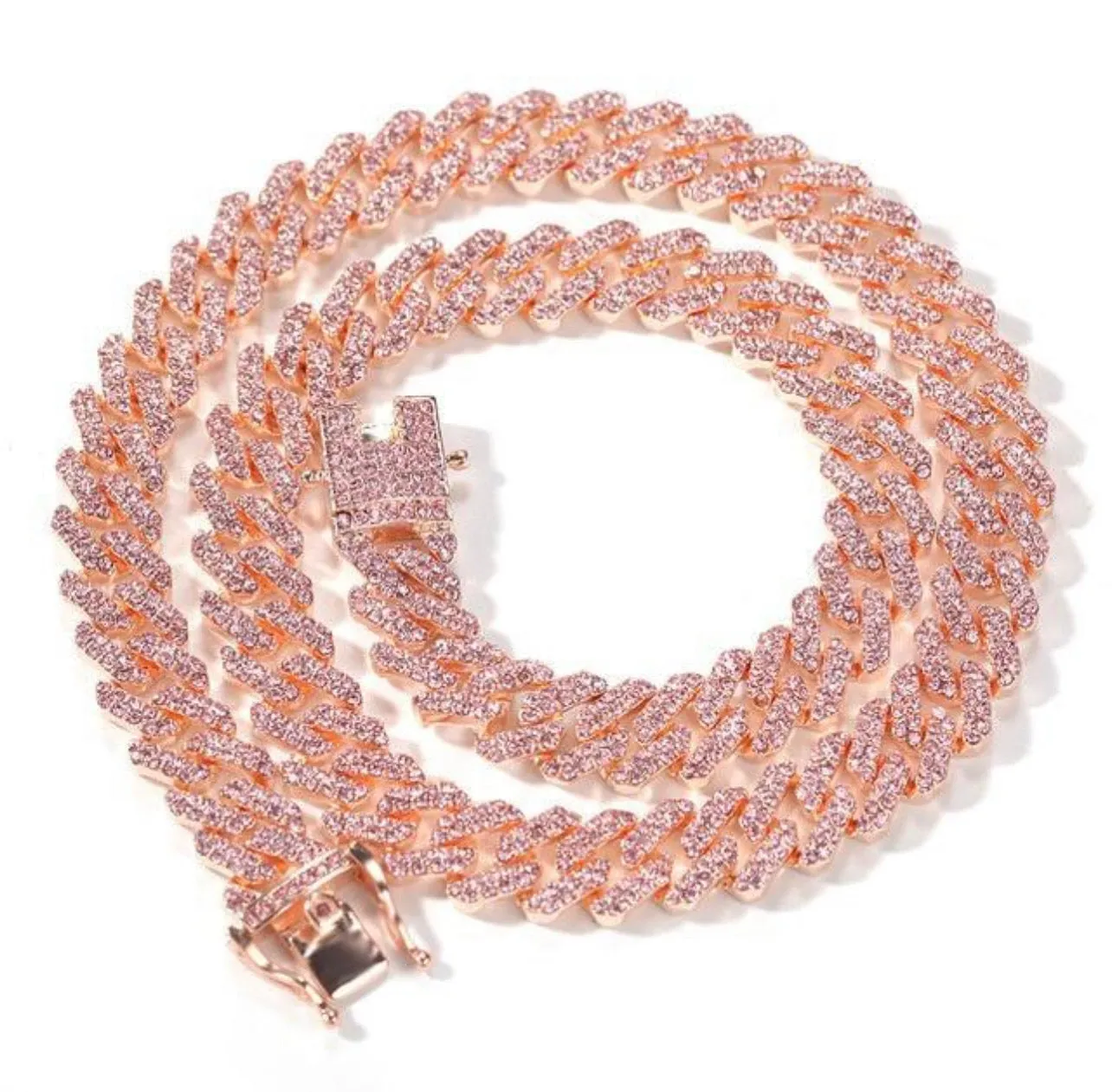 12mm s link Gold cuban chain necklace, blinged iced cuban necklace , Micro Paved 12mm S-Link Miami Cuban Necklaces Hiphop Men and women Iced necklace