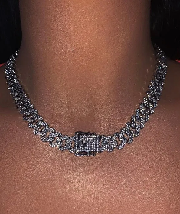 12mm s link Gold cuban chain necklace, blinged iced cuban necklace , Micro Paved 12mm S-Link Miami Cuban Necklaces Hiphop Men and women Iced necklace