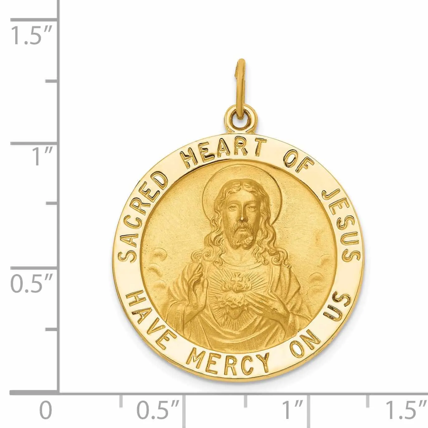 14 Yellow Gold Sacred Heart Jesus Medal Pendant