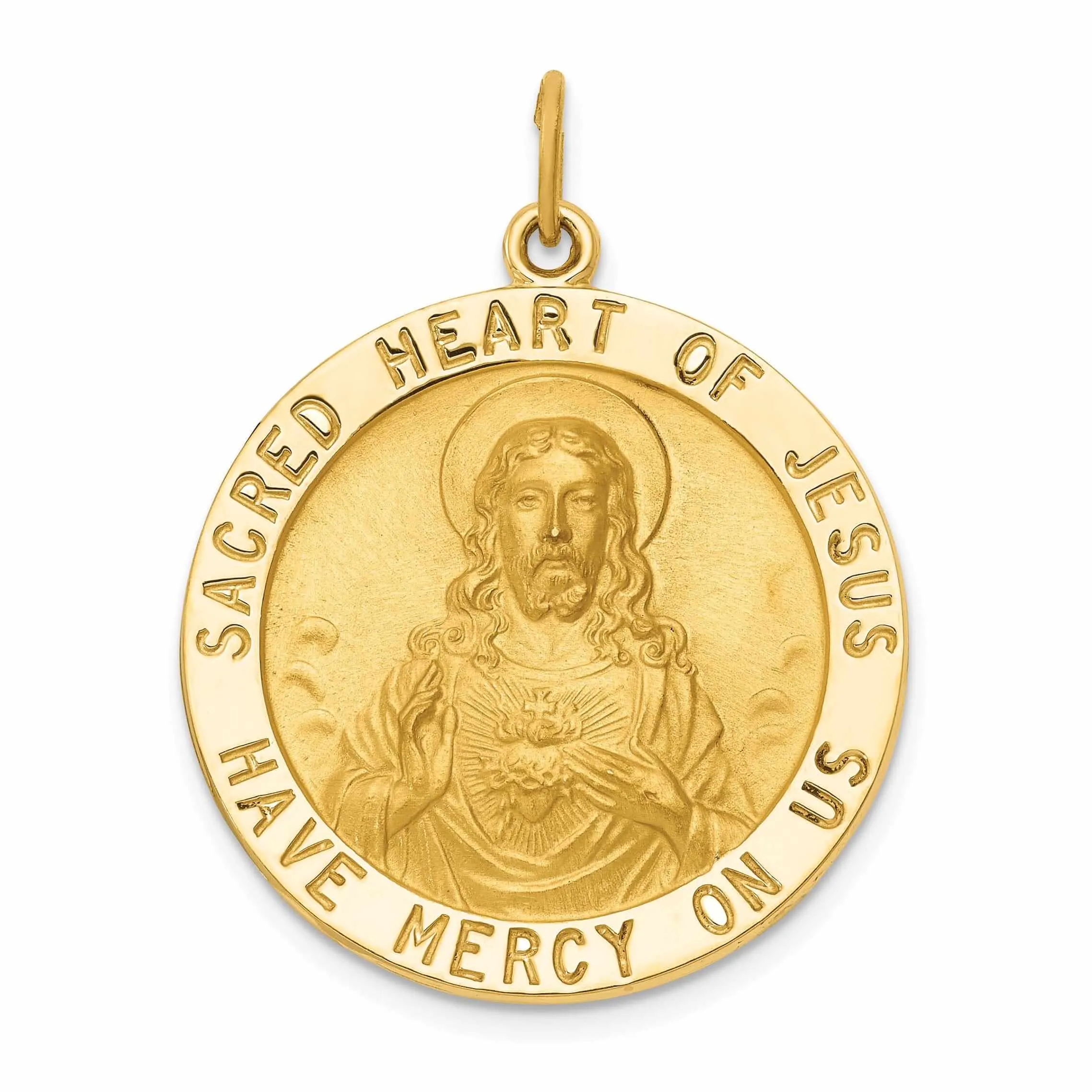 14 Yellow Gold Sacred Heart Jesus Medal Pendant