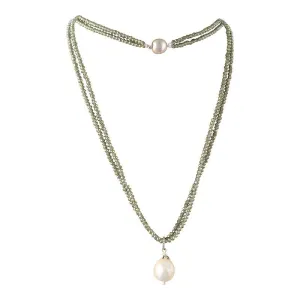 142-08-S | GREEN CRYSTALS W/ EDISON PEARL DROP