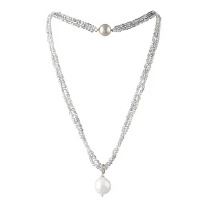 142-21-S | SILVER CRYSTALS W/ EDISON PEARL DROP