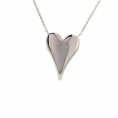 14K Diamond Pave Heart Necklace White Gold 0.38ctw