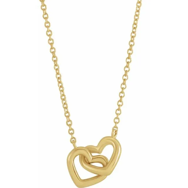 14K Gold Interlocking Heart Necklace