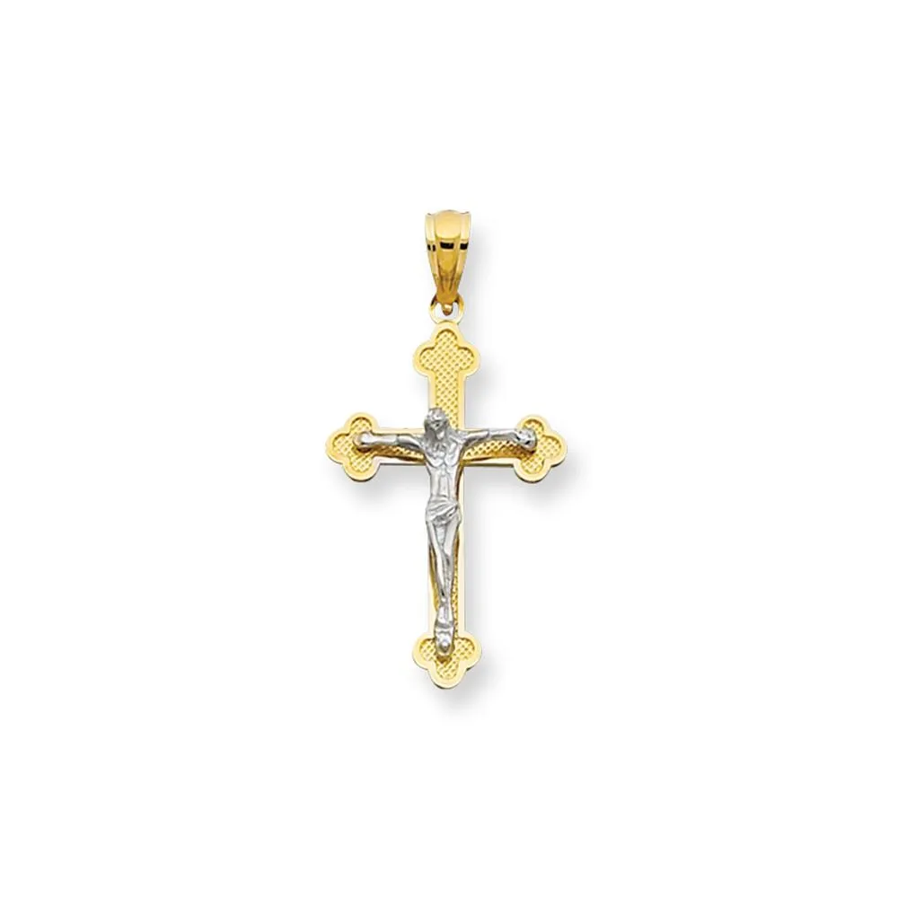 14K Gold Small Scalloped Edge Crucifix Cross