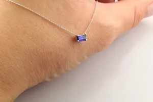 14K Gold Together Forever Emerald Cut Birthstone Necklace
