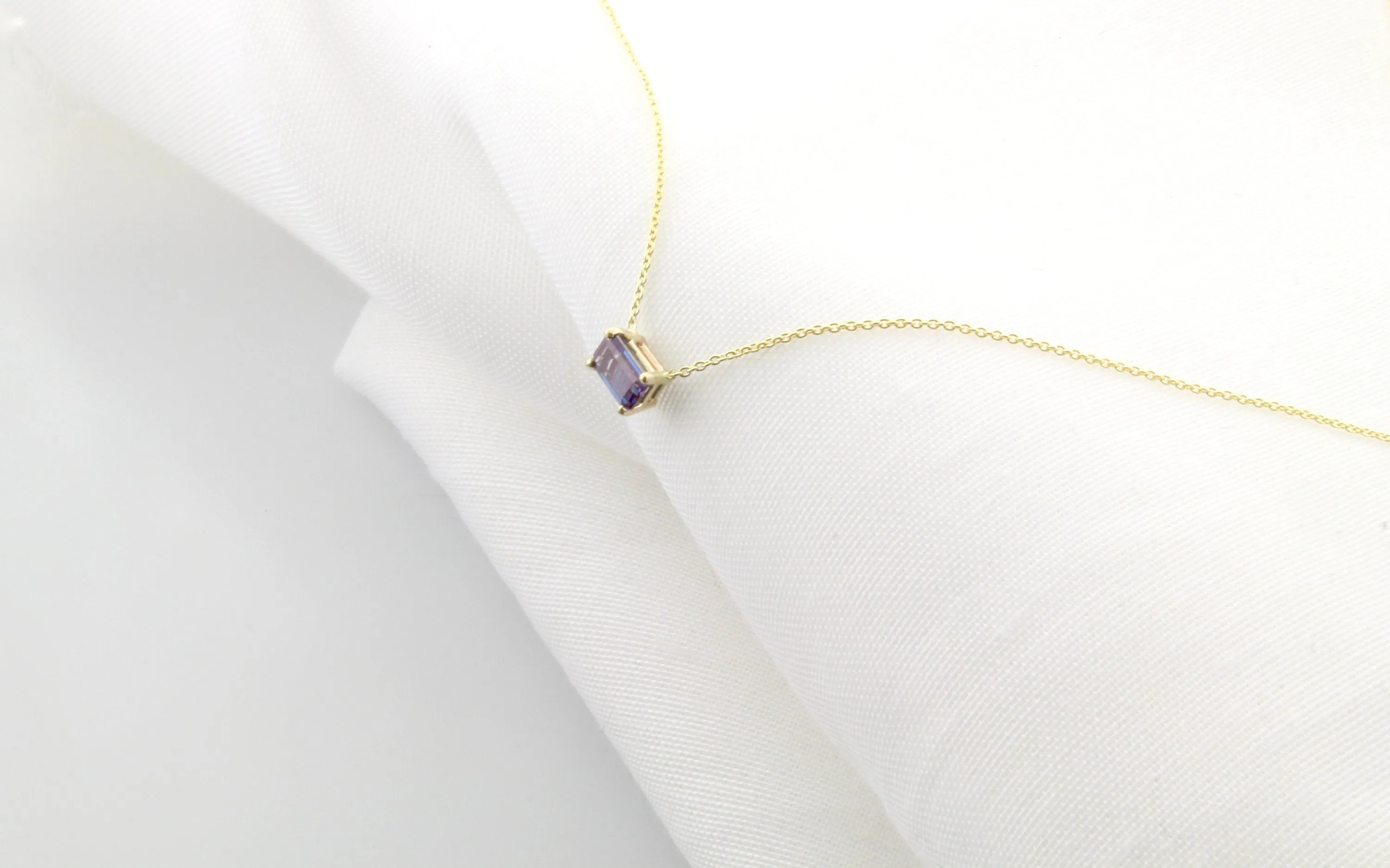 14K Gold Together Forever Emerald Cut Birthstone Necklace