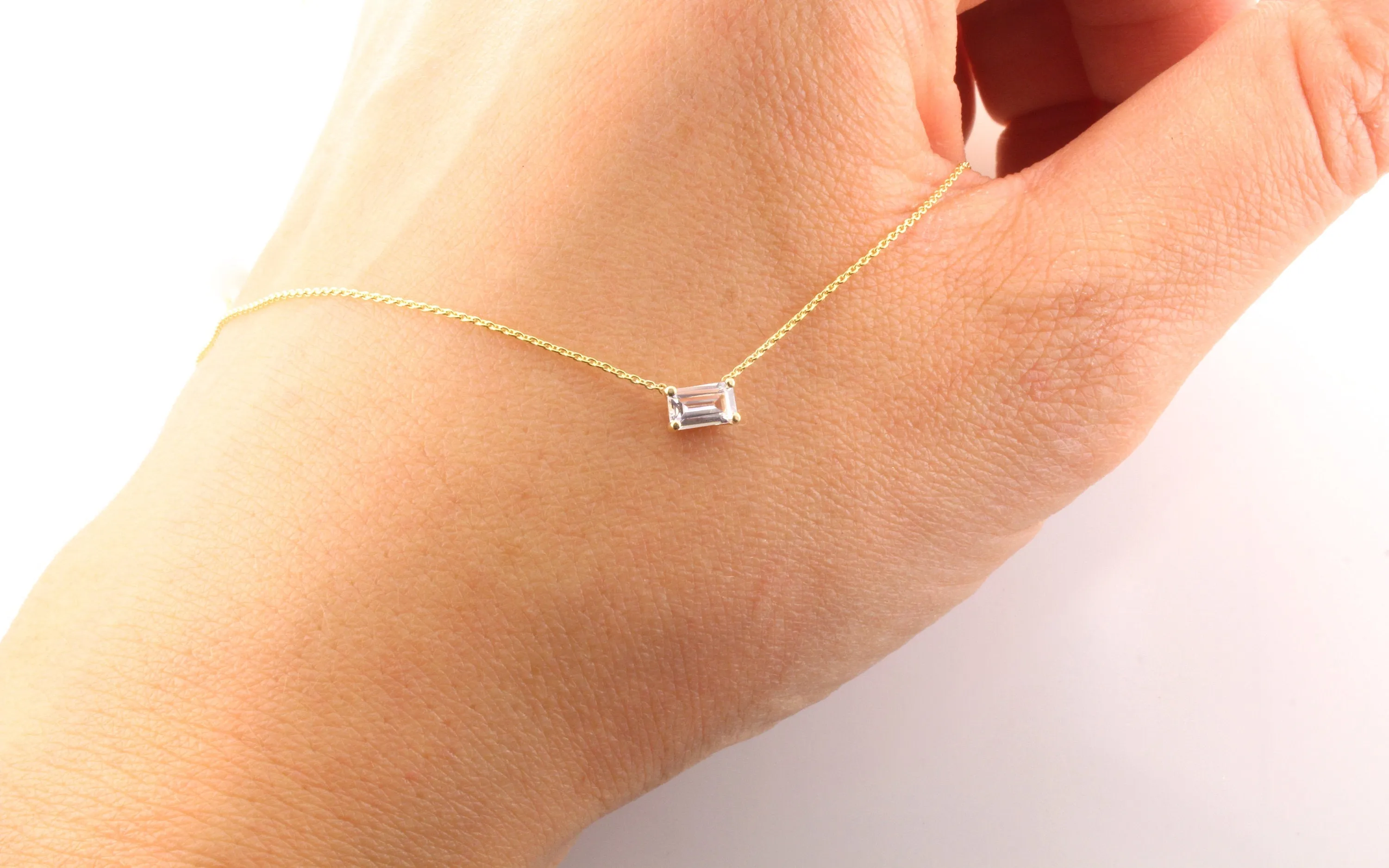 14K Gold Together Forever Emerald Cut Birthstone Necklace