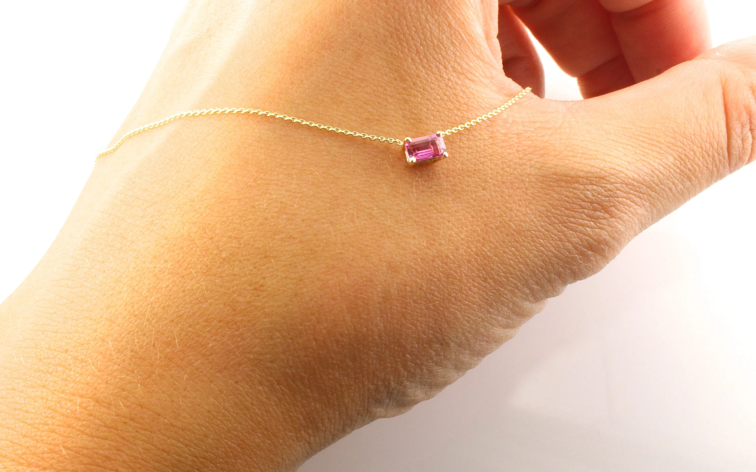 14K Gold Together Forever Emerald Cut Birthstone Necklace