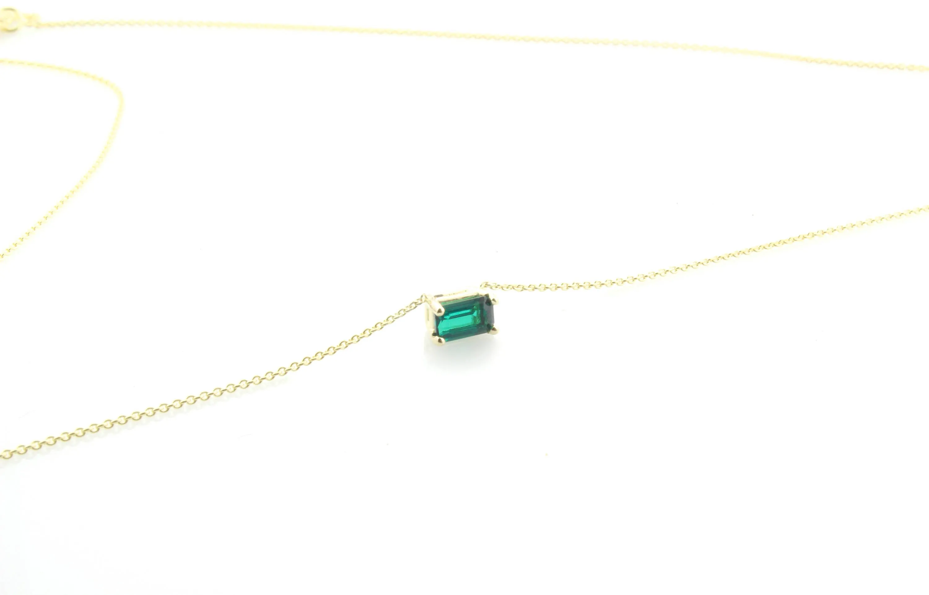 14K Gold Together Forever Emerald Cut Birthstone Necklace