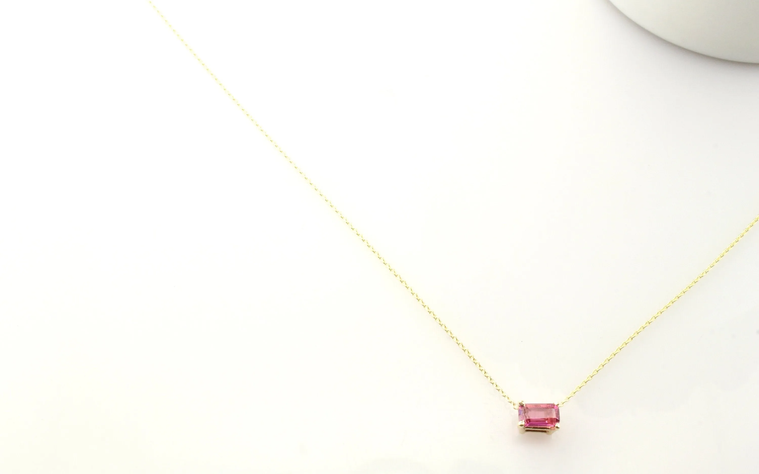 14K Gold Together Forever Emerald Cut Birthstone Necklace