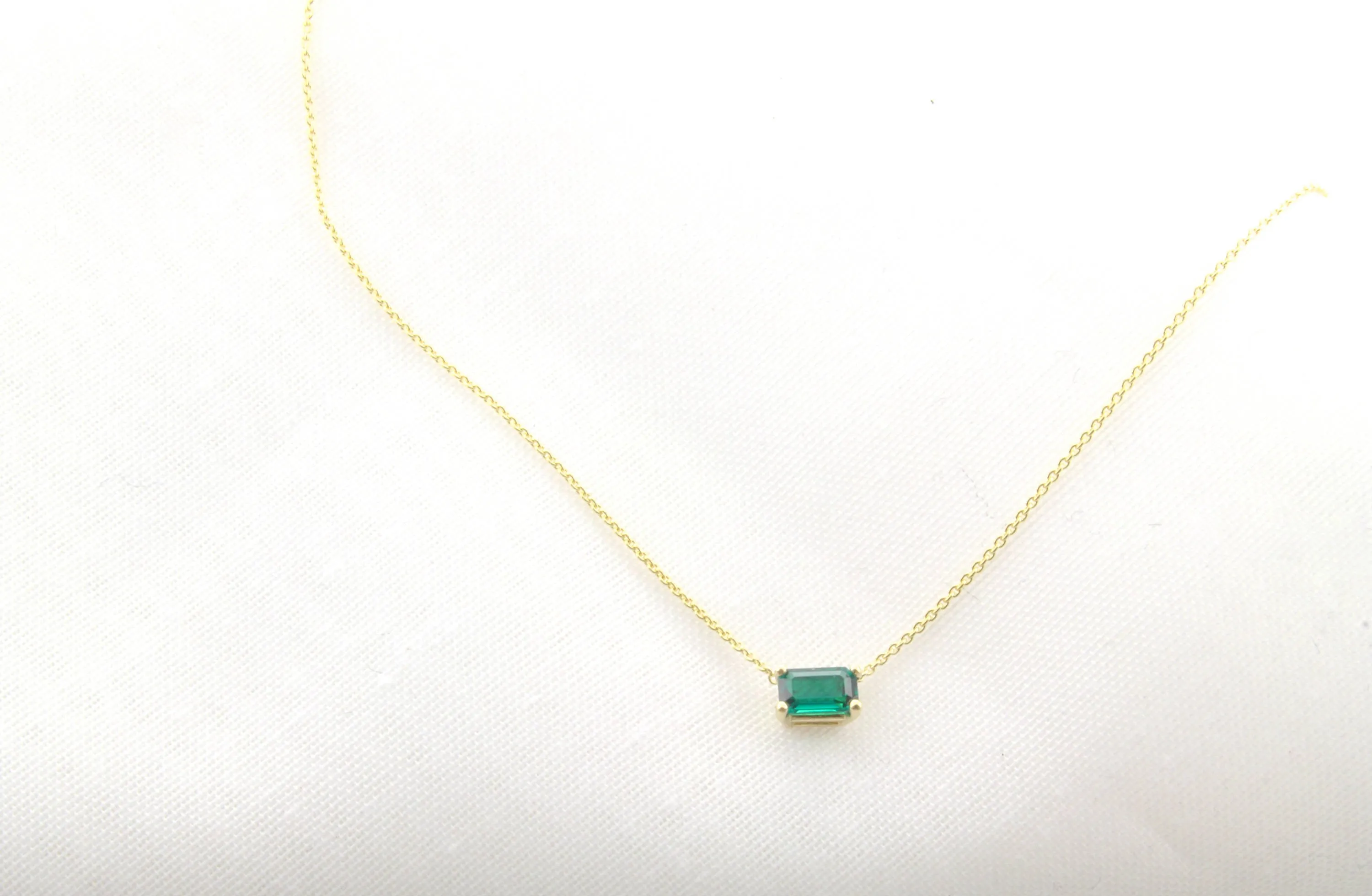 14K Gold Together Forever Emerald Cut Birthstone Necklace