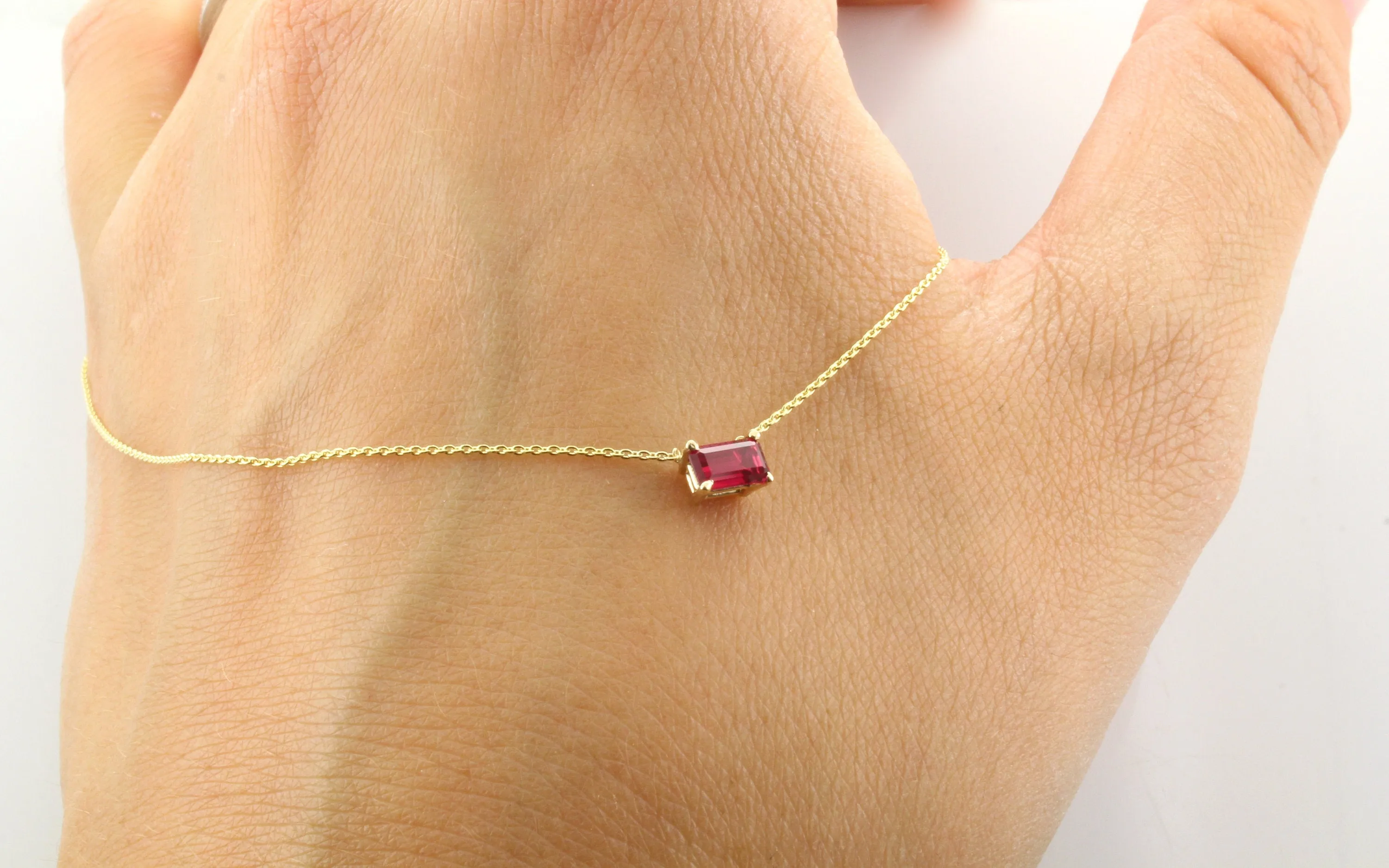 14K Gold Together Forever Emerald Cut Birthstone Necklace