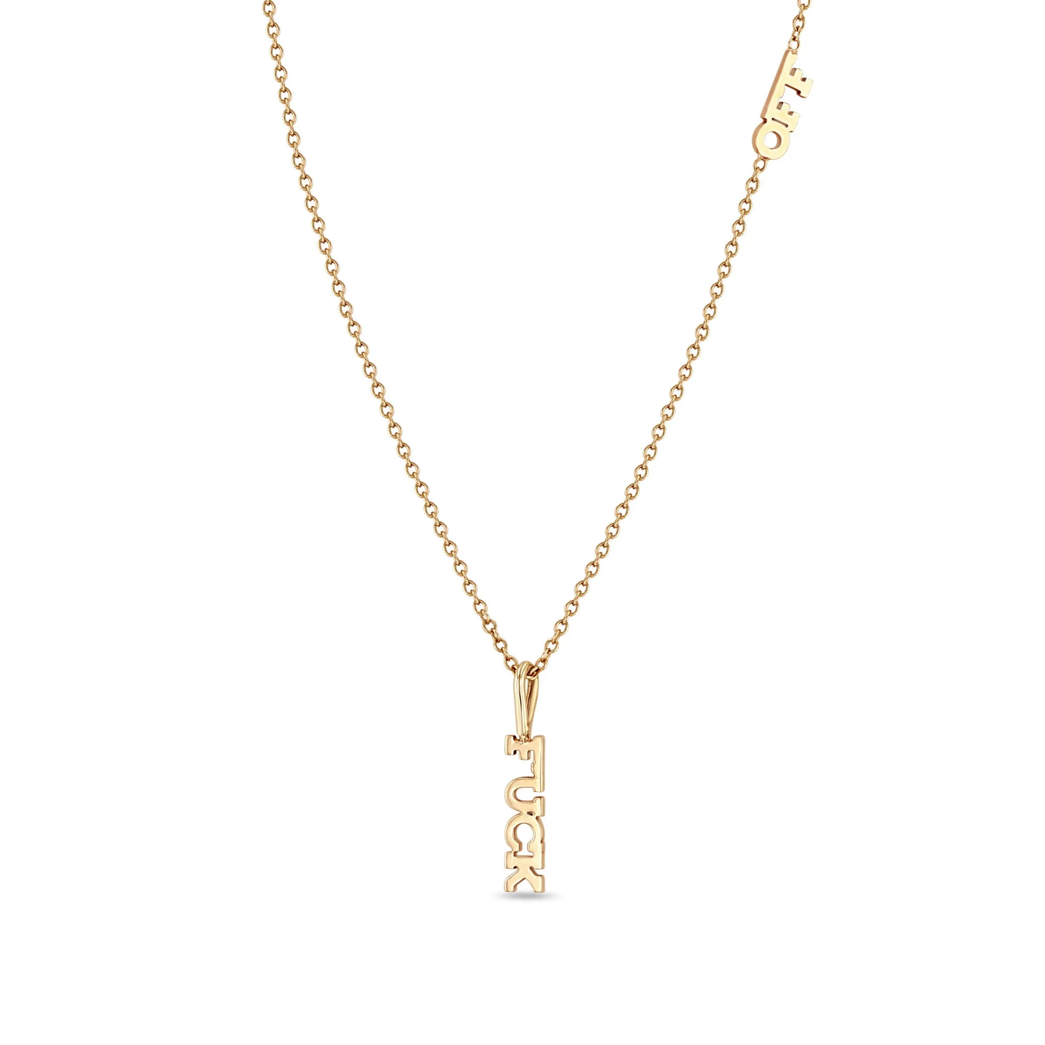 14k Itty Bitty FUCK Necklace with Itty Bitty OFF