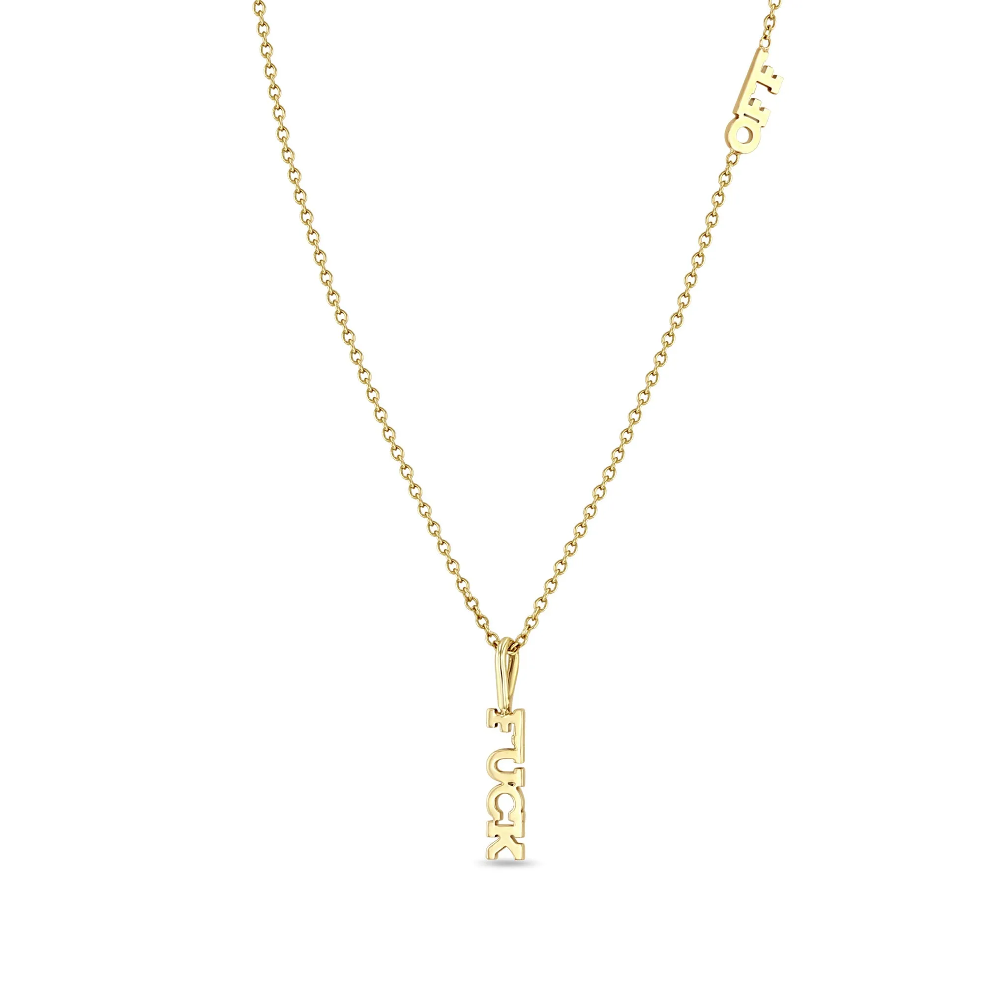 14k Itty Bitty FUCK Necklace with Itty Bitty OFF