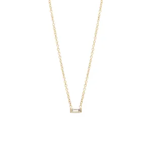 14k Medium Baguette Diamond Necklace | April Birthstone