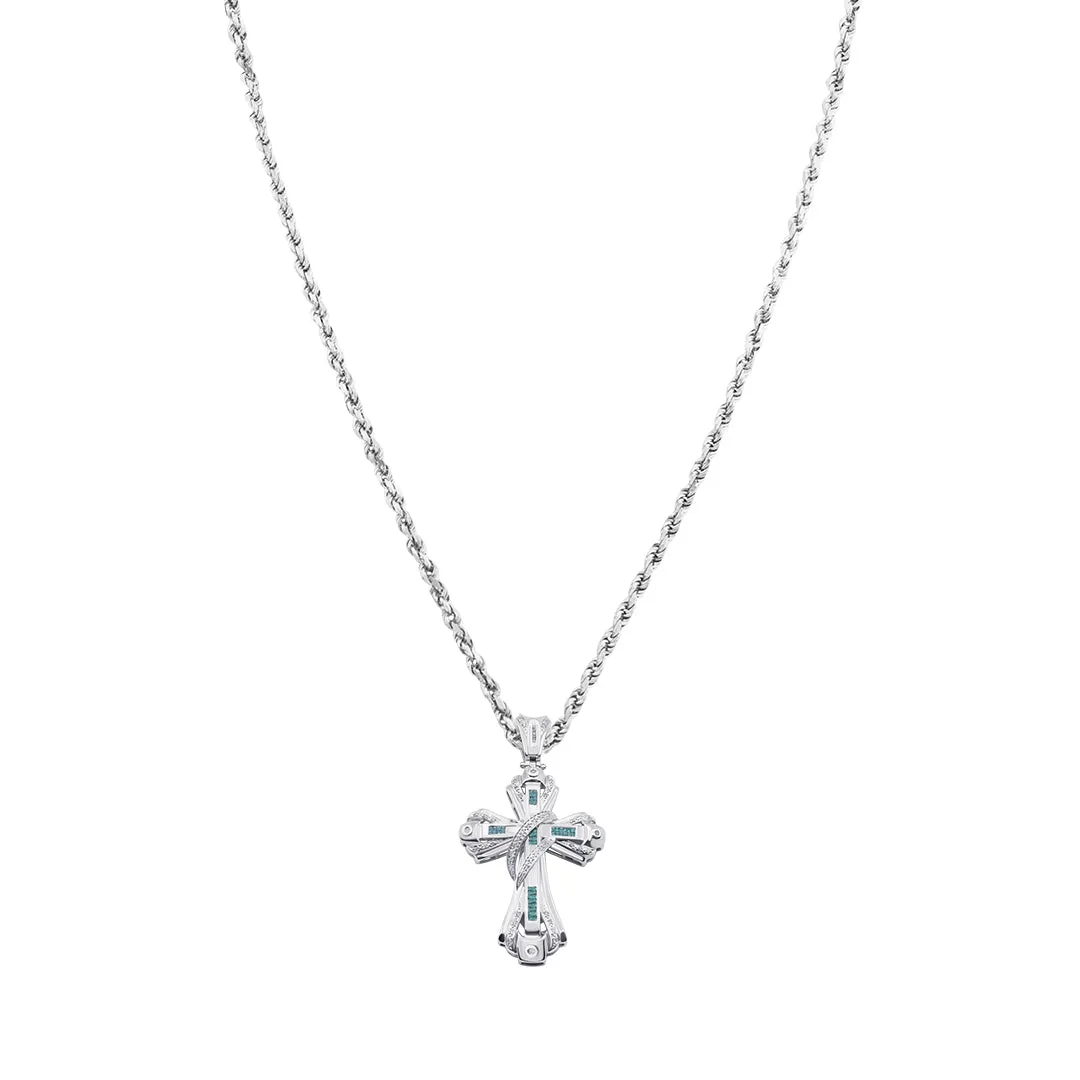 14K Princess Cut Cross Pendant 1.85ctw