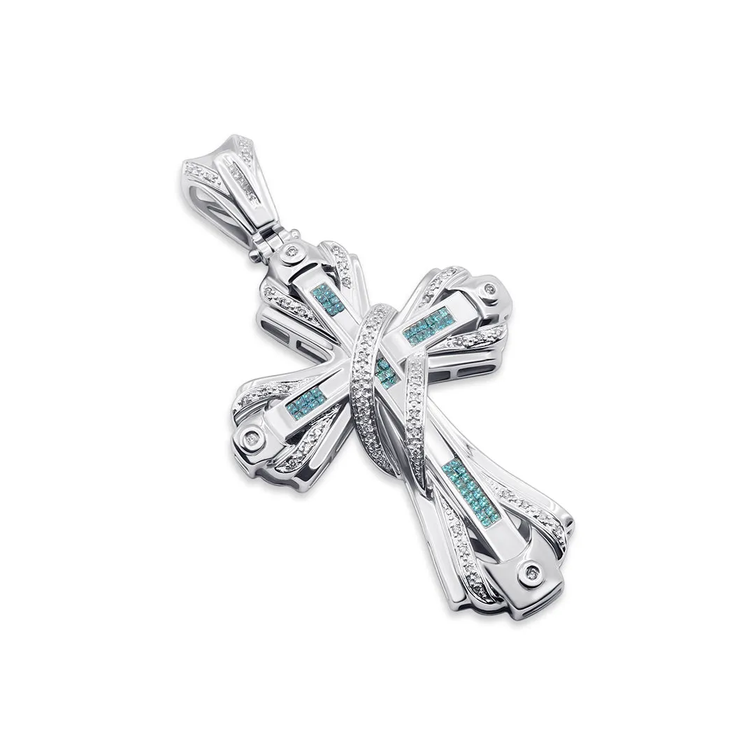 14K Princess Cut Cross Pendant 1.85ctw