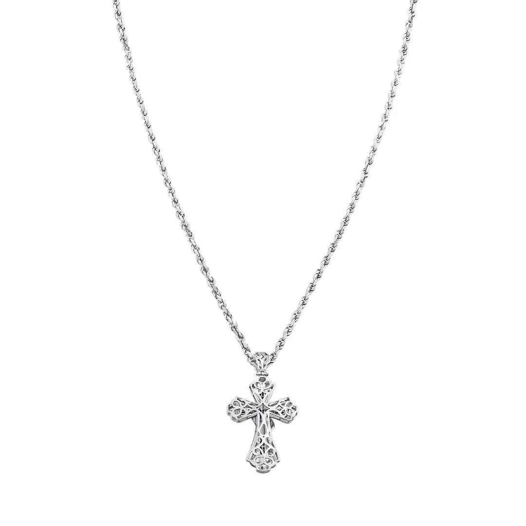 14K Princess Cut Cross Pendant 1.85ctw