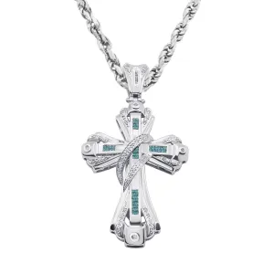 14K Princess Cut Cross Pendant 1.85ctw