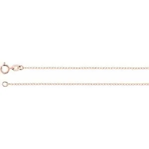 14K Rose 1 mm Solid Baby Curb 18" Chain