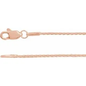 14K Rose 1 mm Wheat 20" Chain With Lobster Clasp