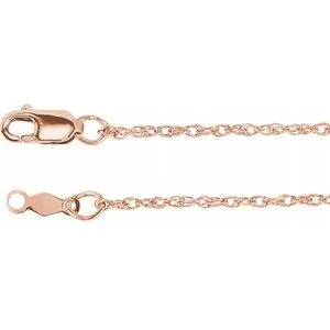 14K Rose 1.25 mm Rope 20" Chain