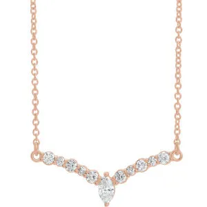 14K Rose 1/3 CTW Diamond 16" "V" Necklace