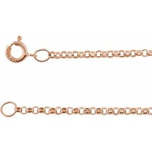 14K Rose 1.5 mm Solid Rolo 18" Chain