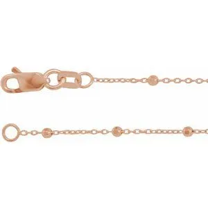 14K Rose 1.7 mm Cable 24" Chain with Faceted Beads
