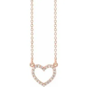 14K Rose 1/8 CTW Diamond Petite Heart 16" Necklace